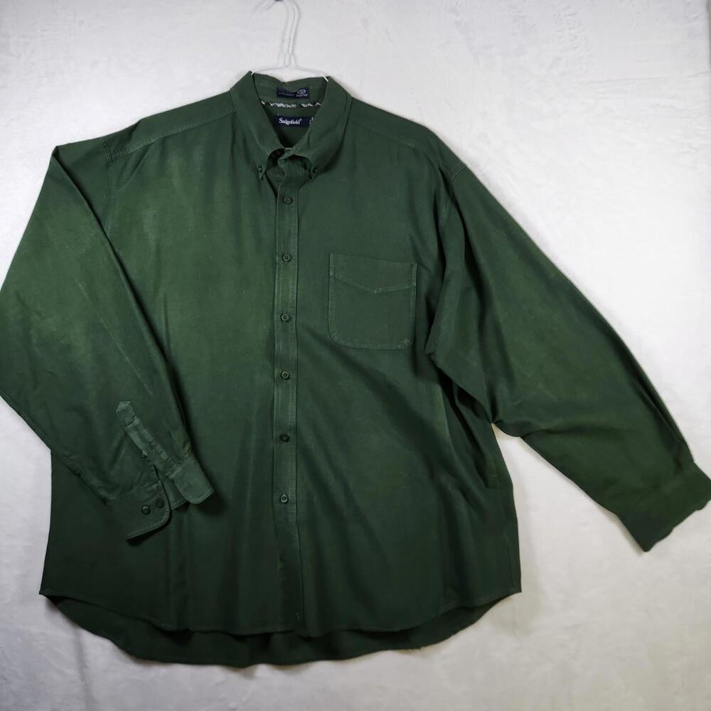 Sedgefield XXL Green Button Down Shirt Wrinkle Resistant 100% Cotton Long Sleeve